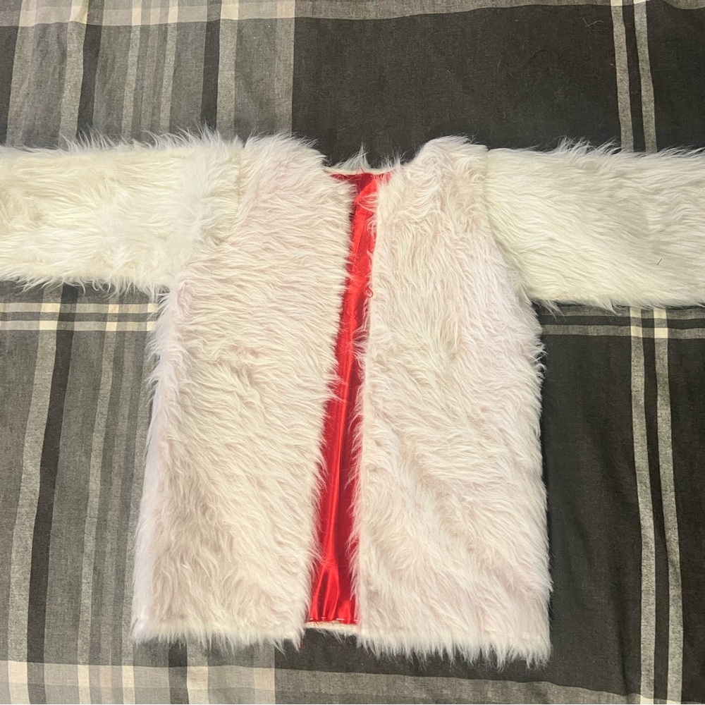 Faux Fur Coat with Red Lining